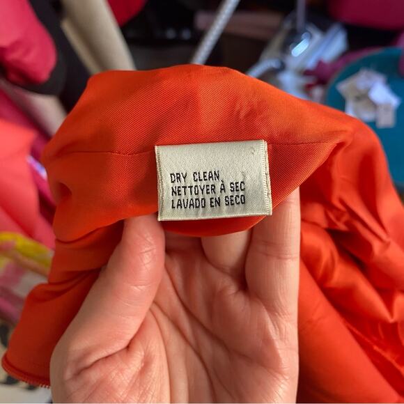 Evan Picone Bright Orange Wool Military Sheath Wiggle Dress Size 4 - Picture 7 of 7